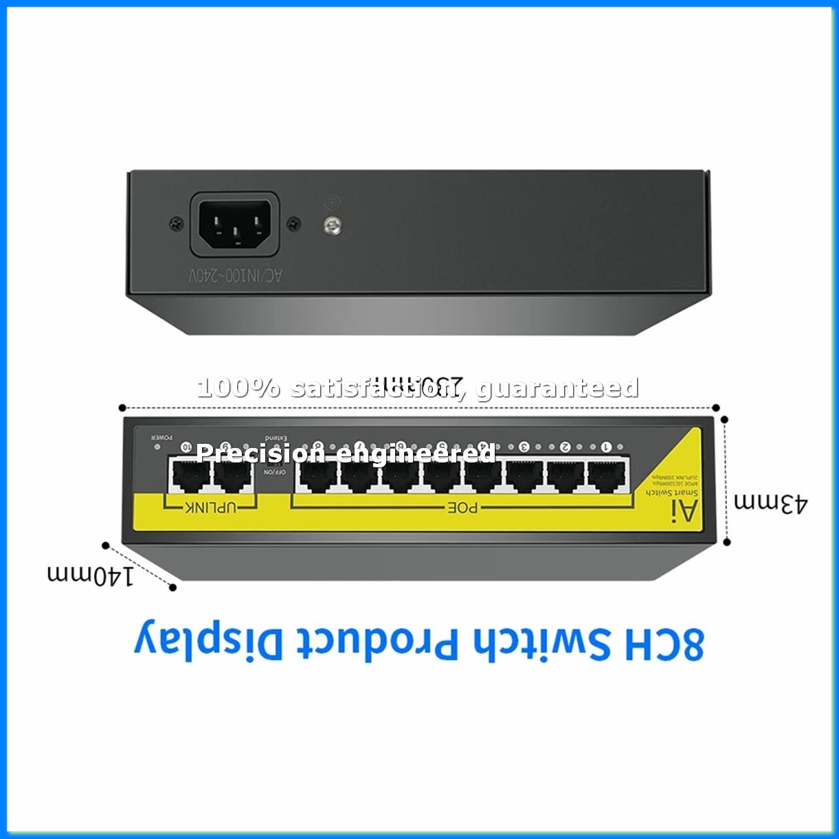 Ethernet Switch 8 Port - 48V 8Ports POE Switch Ethernet 10/100Mbps
