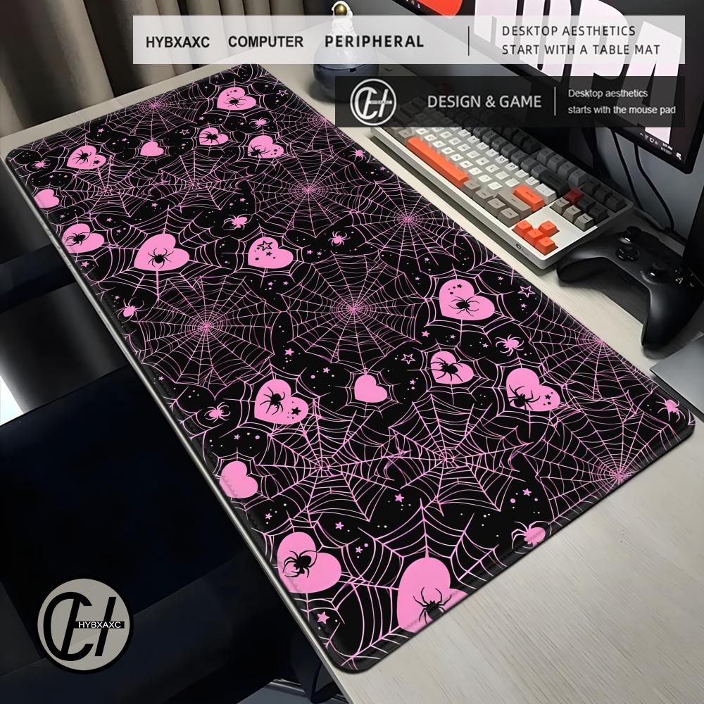 Office Tech Desk - 90x40 White or Pink Spiderweb Hearts