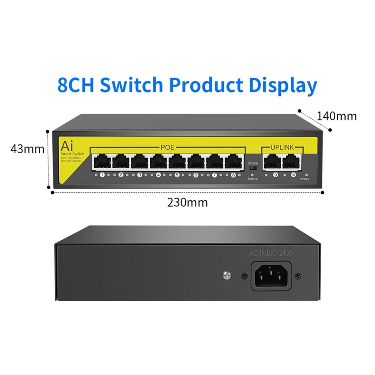48V 8Ports POE Switch Ethernet - đánh giá và giá Ethernet Switch 8 Port