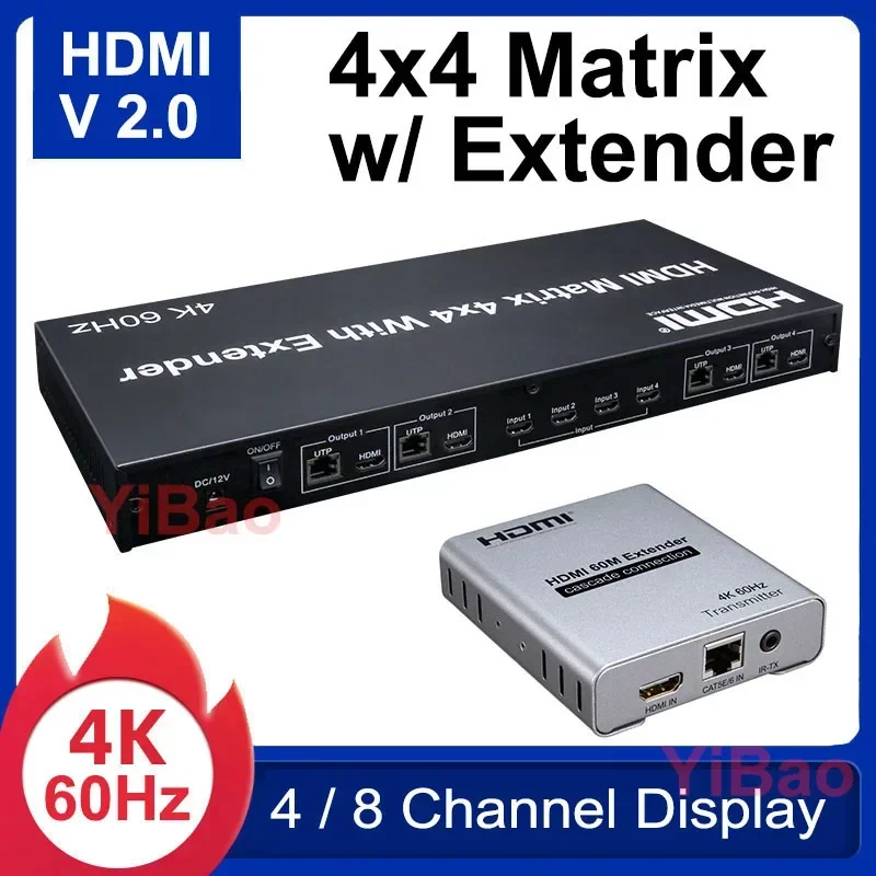 4K 60Hz 4X4 Matrix HDMI2.0 4x4 - đánh giá và giá Ethernet Switch 8 Port